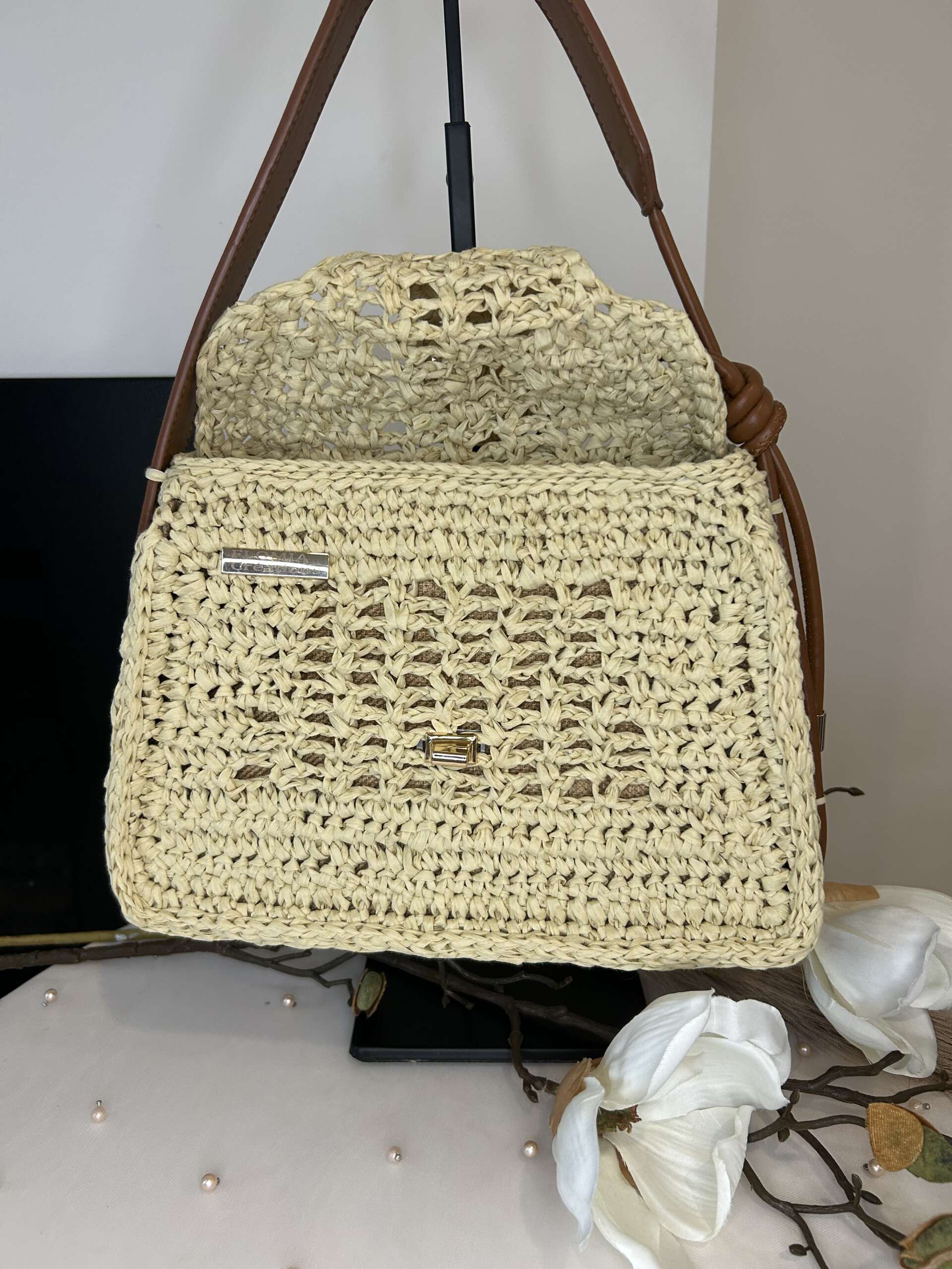 Sac à main raphia naturel - $105.00 – Image 3