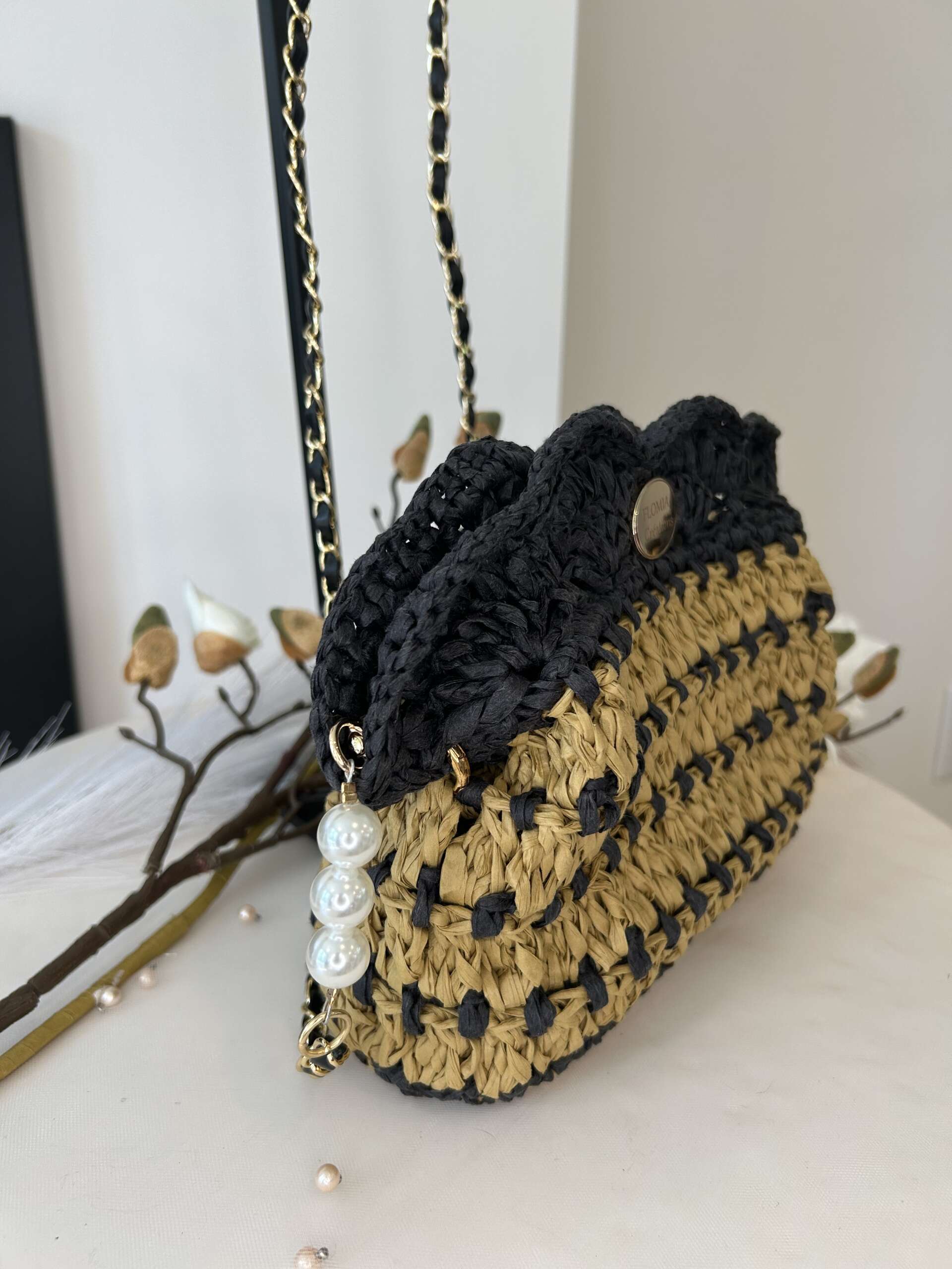 Sac bandoulière raphia deux tons-$80.00 – Image 4