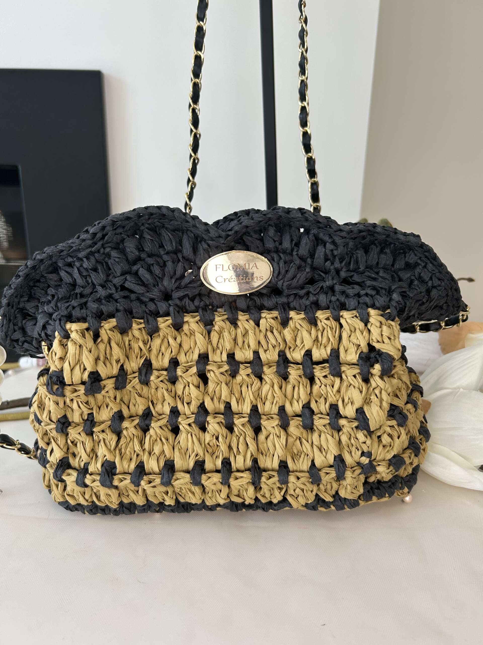 Sac bandoulière raphia deux tons-$80.00 – Image 3